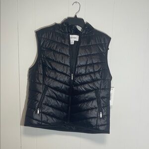 Calvin Klein Women's Quilted Black Vest hooded new size large